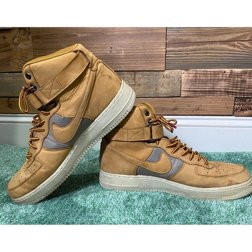 Nike‎ Air Force One Mens 12 Wheat Suede Flax Bone High Top 525317-700 (2018)